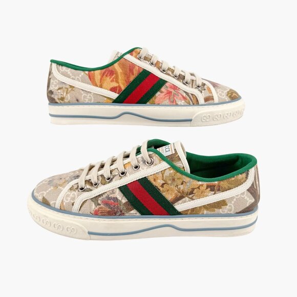 Gucci Tennis 1977 Low Top Sneakers Size 38.5 US 8.5 Beige GG Supreme Water Flora - Picture 8 of 14